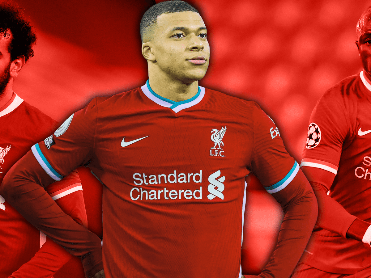 Mbappe in 2024 liverpool kit