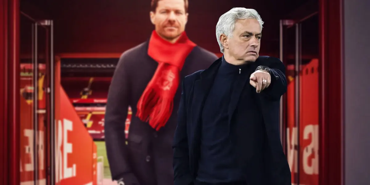 Alonso with Liverpool and Mourinho pointing