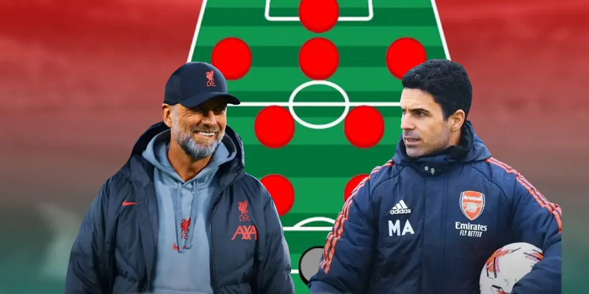 Arteta very serious and Klopp very thoughtful and happy