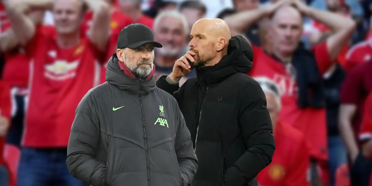 Many desperate fans and Klopp with Ten Hag