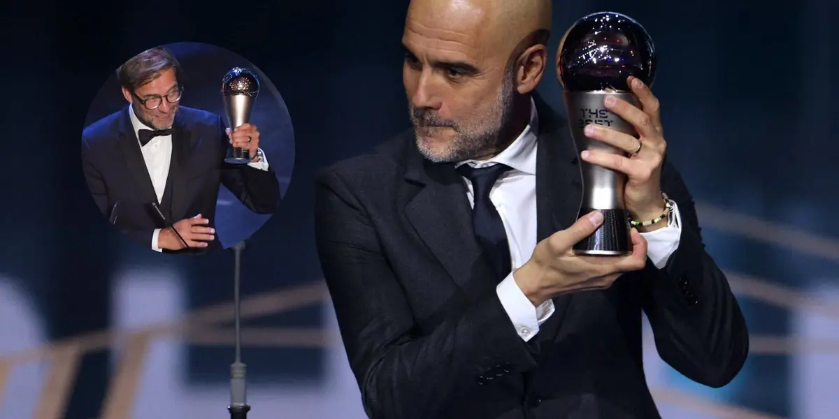 Pep Guardiola has been presented with the first 'The Best' of his career 