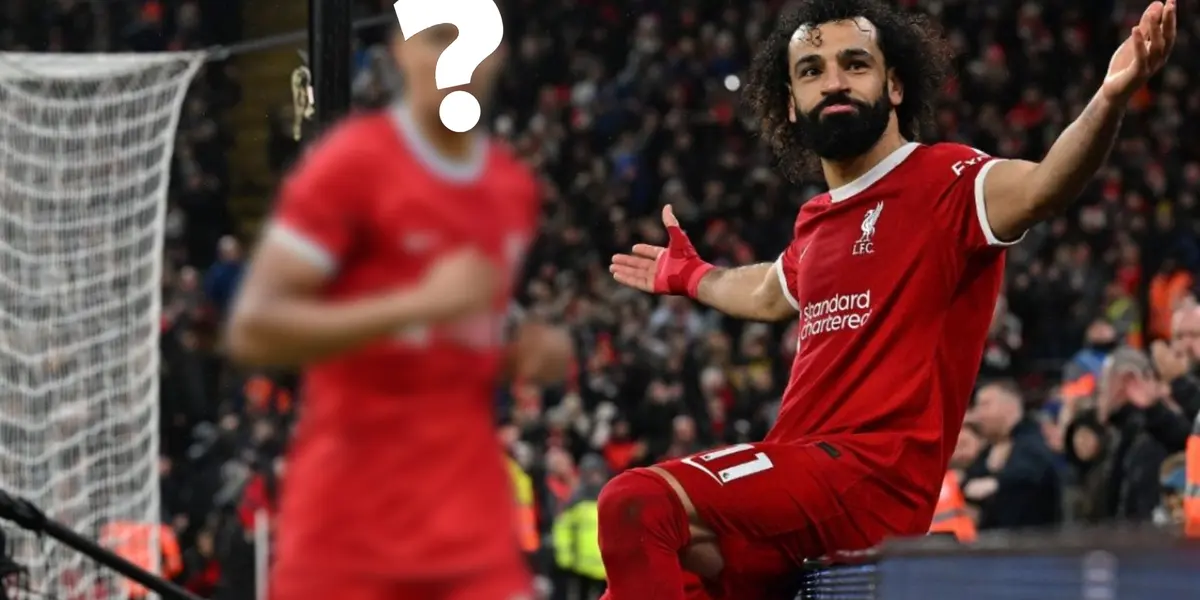 Salah celebrating a goal and an unknown teammate