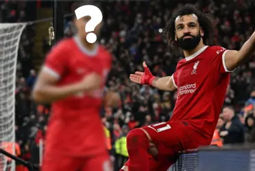 Salah celebrating a goal and an unknown teammate